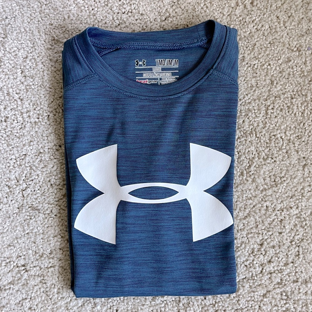 Under Armour Heathered Blue Big Logo Tee